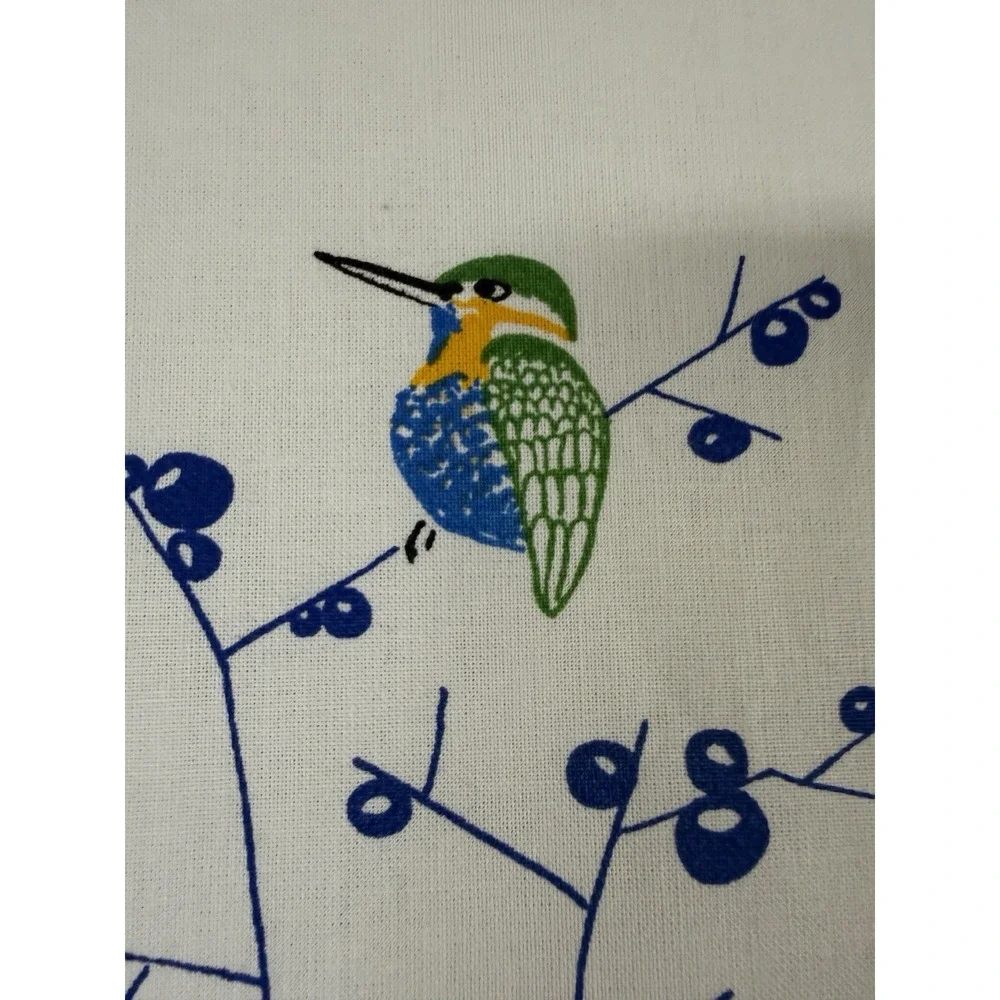 Francois Le Villec Quimper Tea Towel French Birds Hummingbird Winter Berry Flaws
